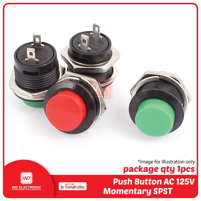 Jual Push Button Switch R13-507 AC 125V 6A 250V 3A Momentary SPST Push ...