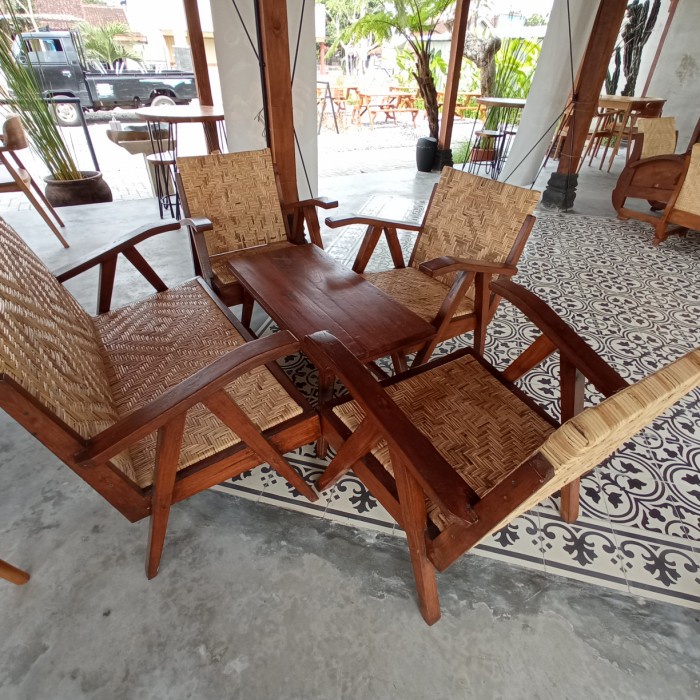 Jual kursi tamu jengki jati bahan rotan | Shopee Indonesia