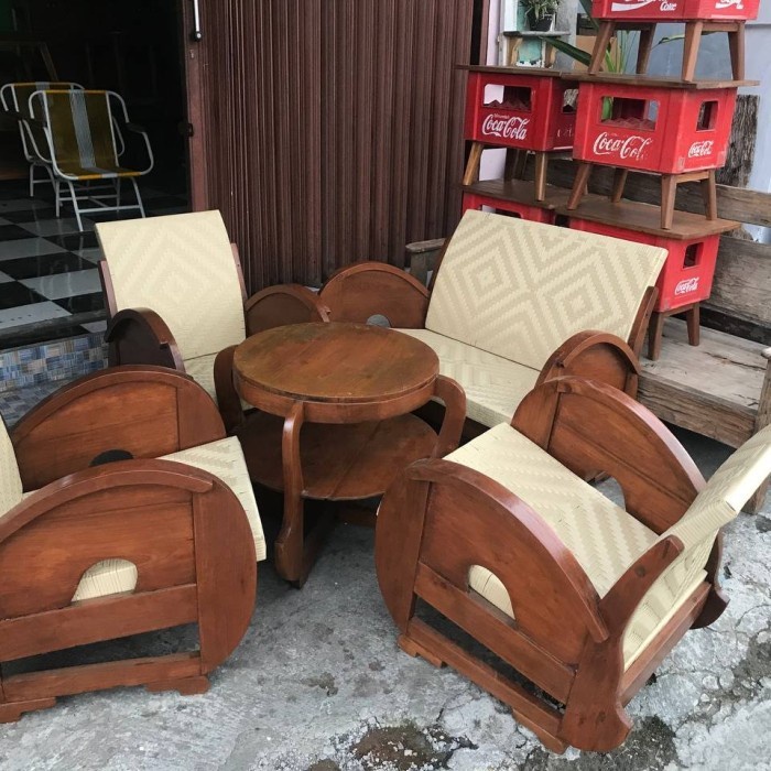 Jual Kursi Sedan Kayu Jati Rotan Sintetis Jadul Lawas | Shopee Indonesia
