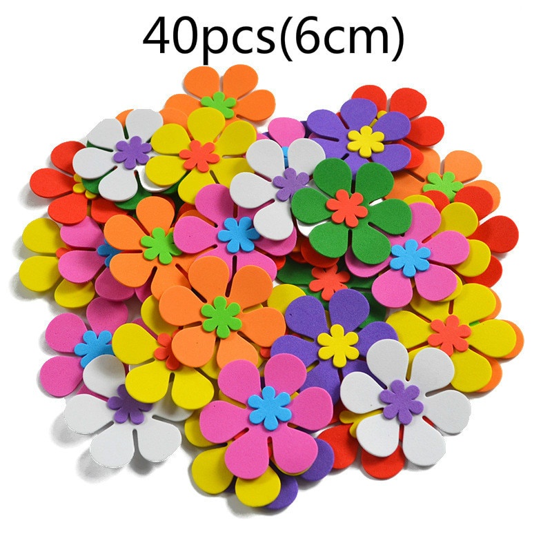 HIASAN BUNGA PREMIUM.ISI  40 PCS- Dekorasi - mainan anak stiker dinding kerajinan tangan - bunga 6 CM