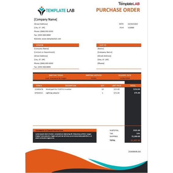 Jual 18 Template purchase order / template PO word excell - Jidan ...