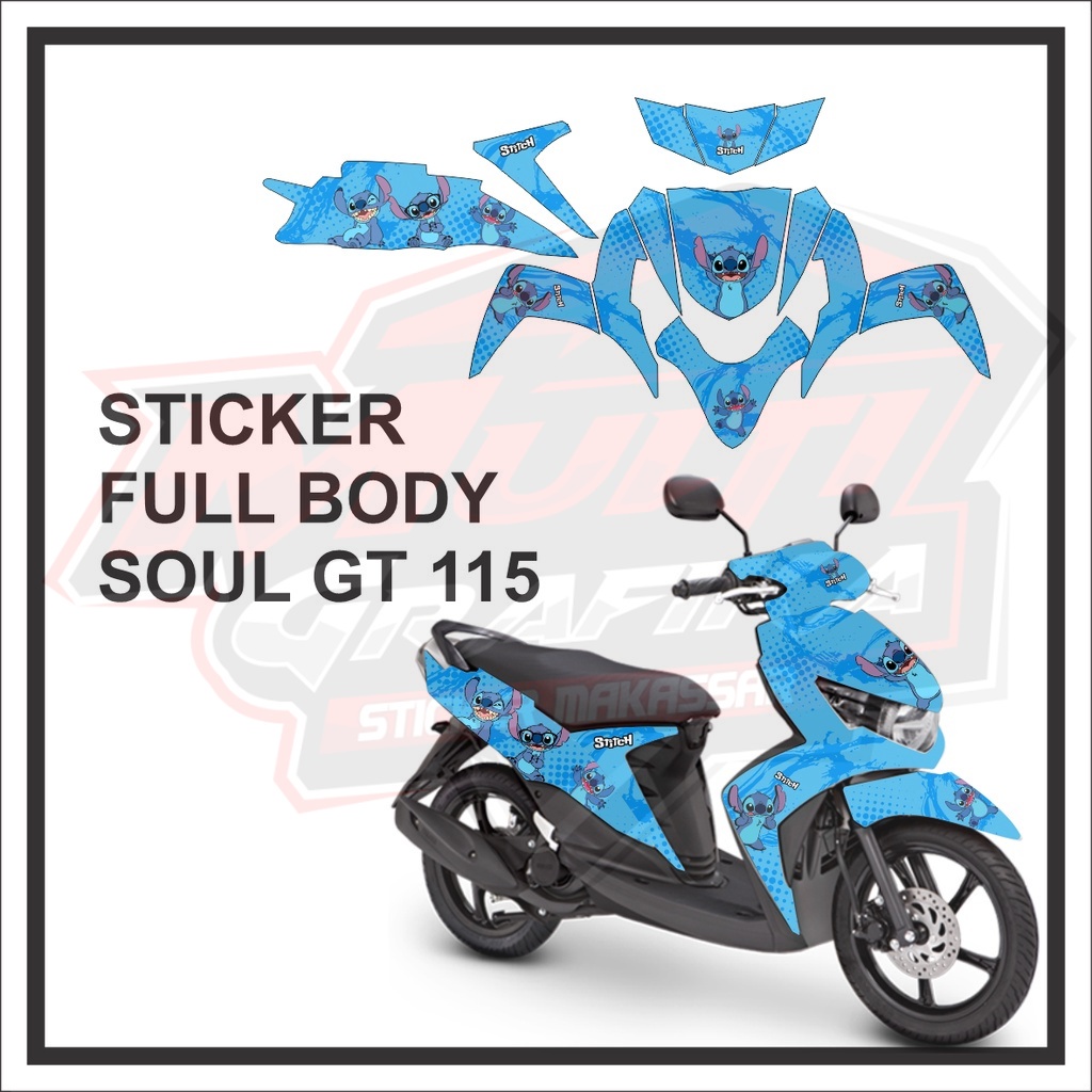 Jual Stiker Striping Decal Motor Soul Gt Motif Stich Full Body Dekal Custom Premium Motif