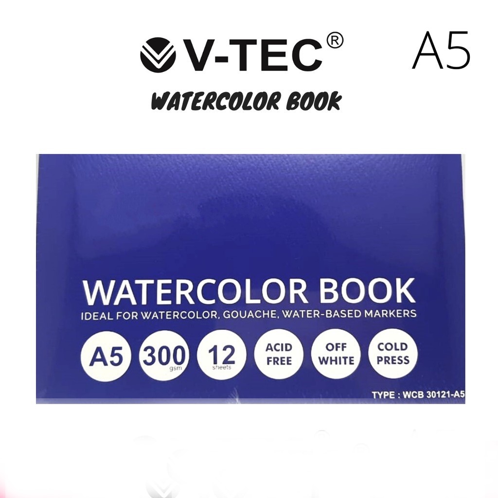 Jual Water Colour Book V-Tec Ukuran A5 WCB - 30121 Sketchbook Water ...