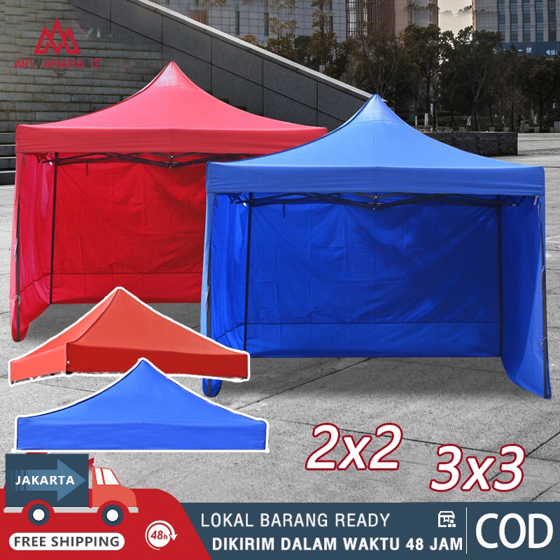 Jual Tenda Lipat 2x2 Lengkap Dinding Polos 3 Sisi Anti Air Panas Terpal Atap Tenda Polyester