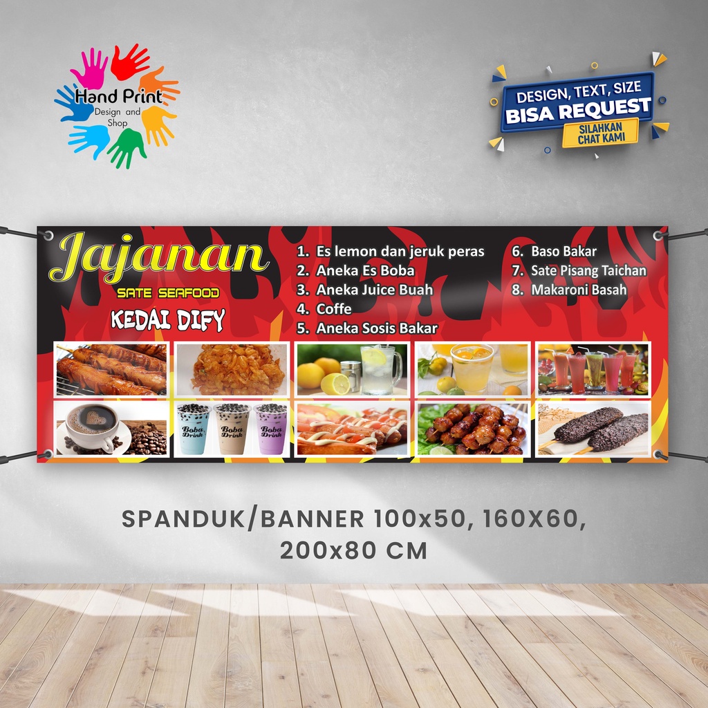 Jual Spanduk Banner Jajanan Seafood Snack Sosis Bakar A Gratis Memesan