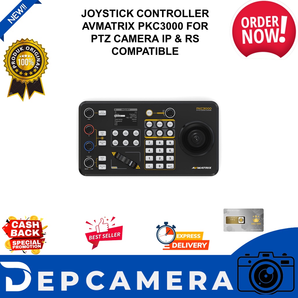 AVMATRIX PKC3000 PTZ-Kamera-Controller – IP, Seriell, Mit Joystick & LCD