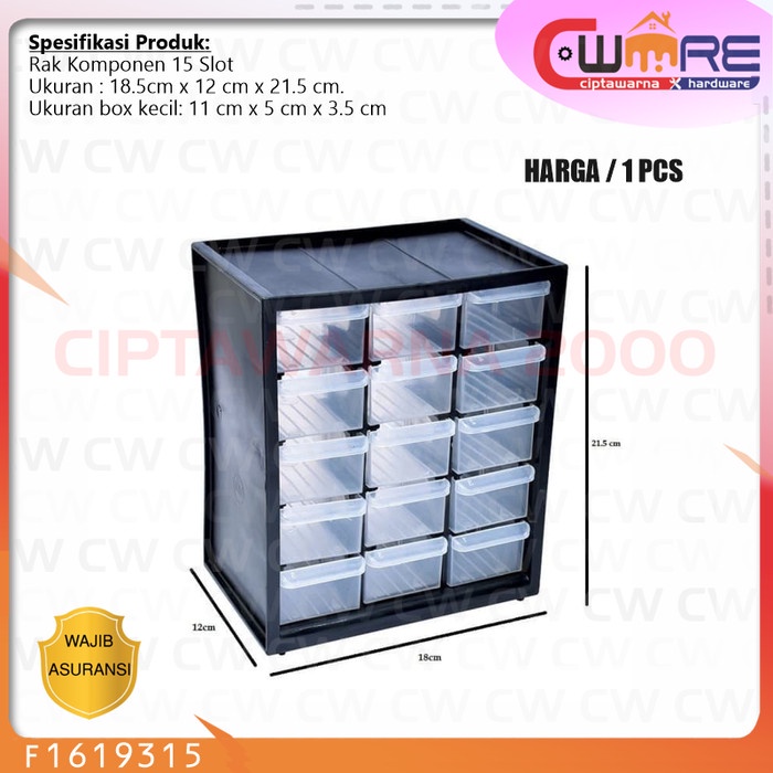 Jual Organizer Rak susun komponen kotak spare part 15 25 slot (partisi ...