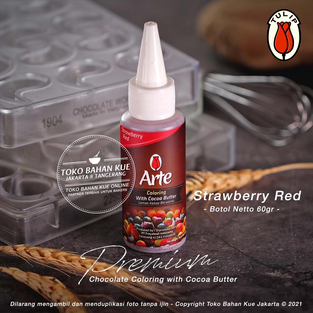 Jual Tulip ARTE Chocolate Coloring STRAWBERRY RED Cocoa Butter Warna ...
