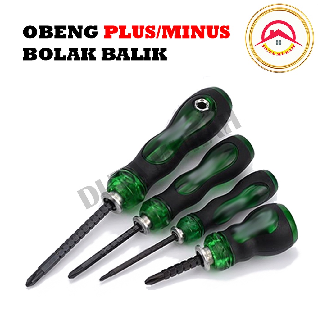 Jual Obeng Plus Minus Bolak Balik 2 Way Gagang Karet | Shopee Indonesia