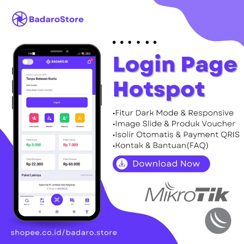 Jual Template Login Page Hotspot Mikrotik Support Mikhmon Shopee
