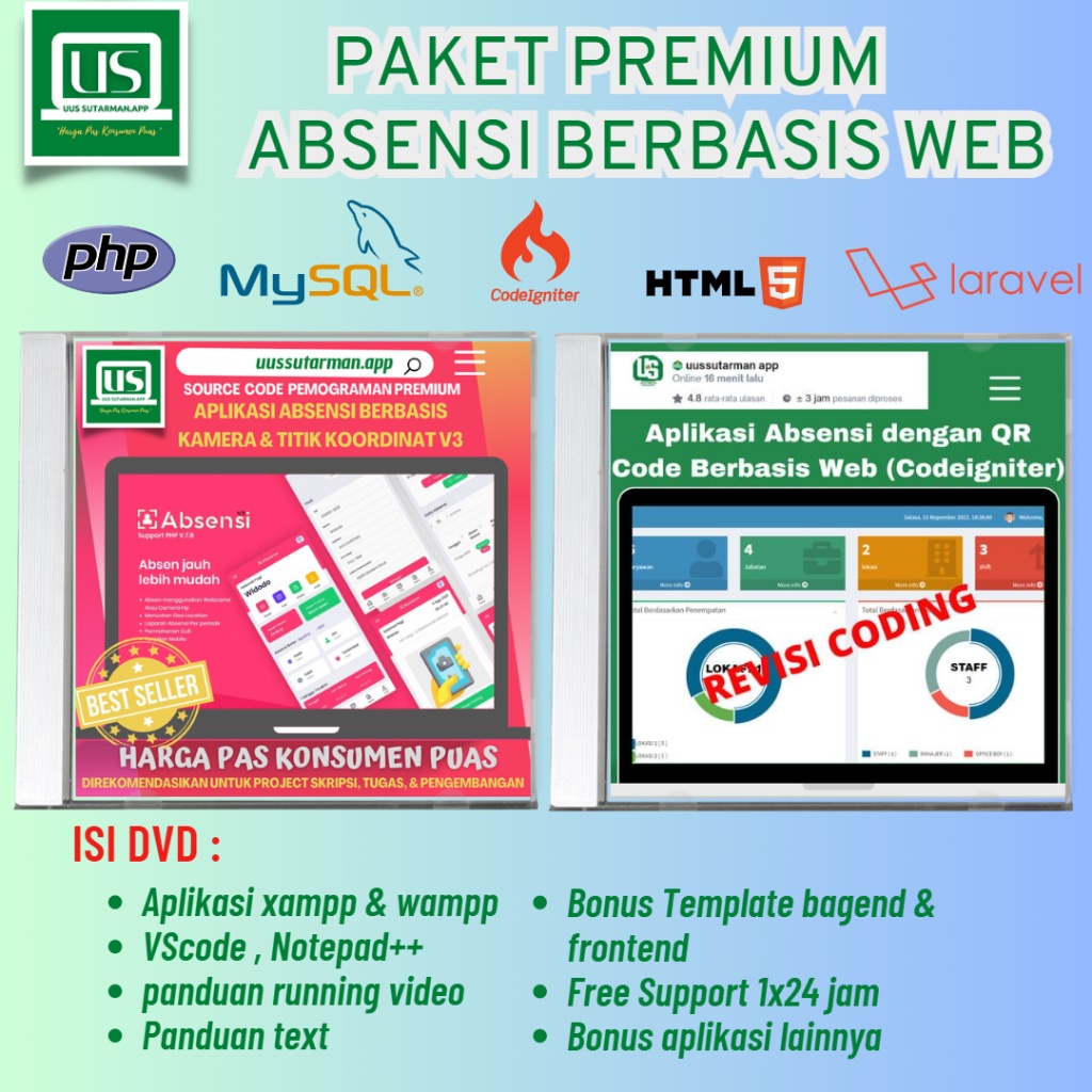 Jual Paket Source Code Premium Sistem Absensi Berbasis Web | Shopee