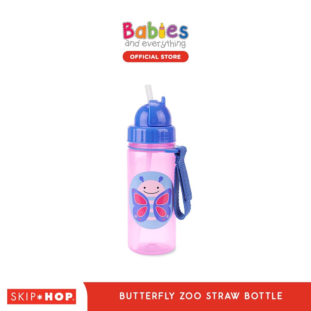 Skip Hop Toddler Sippy Cup with Straw, Zoo Straw Bottle, Butterfly