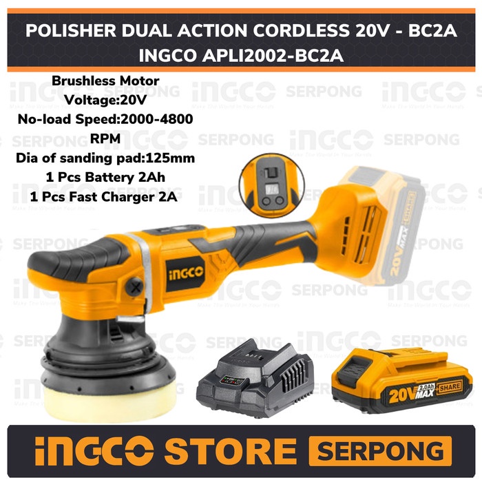 Jual Mesin Poles Polisher Cordless V Dual Action Ingco Apli Ah Cas Shopee Indonesia