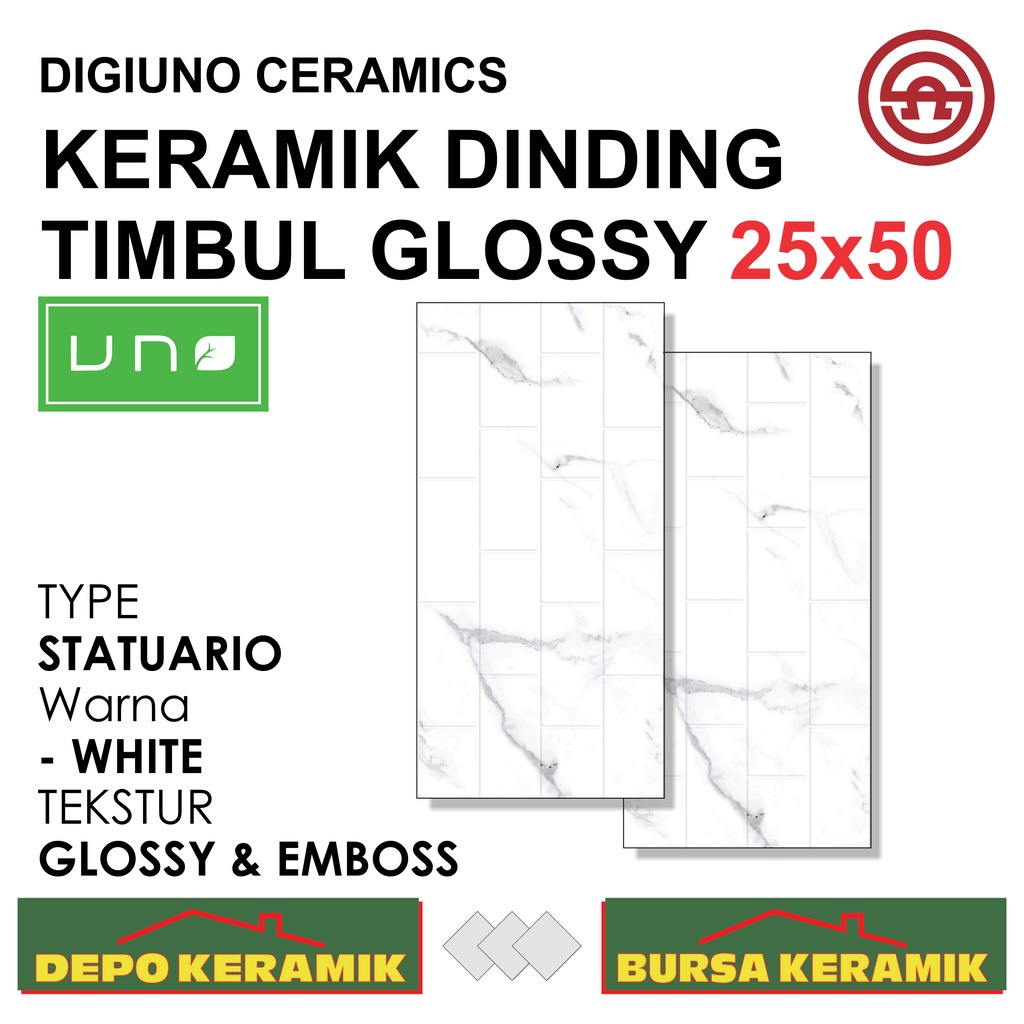 Jual Keramik Dinding 25x50 Statuario White Uno Glossyandemboss Shopee