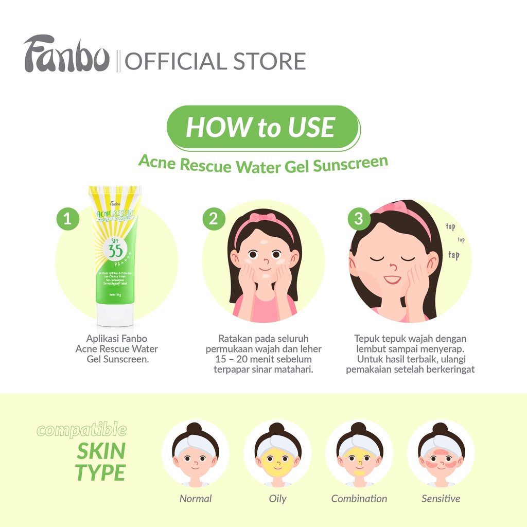 Jual FANBO ACNE RESCUE WATER GEL SUNSCREEN SPF 35 , PA++++ 30G | Shopee ...