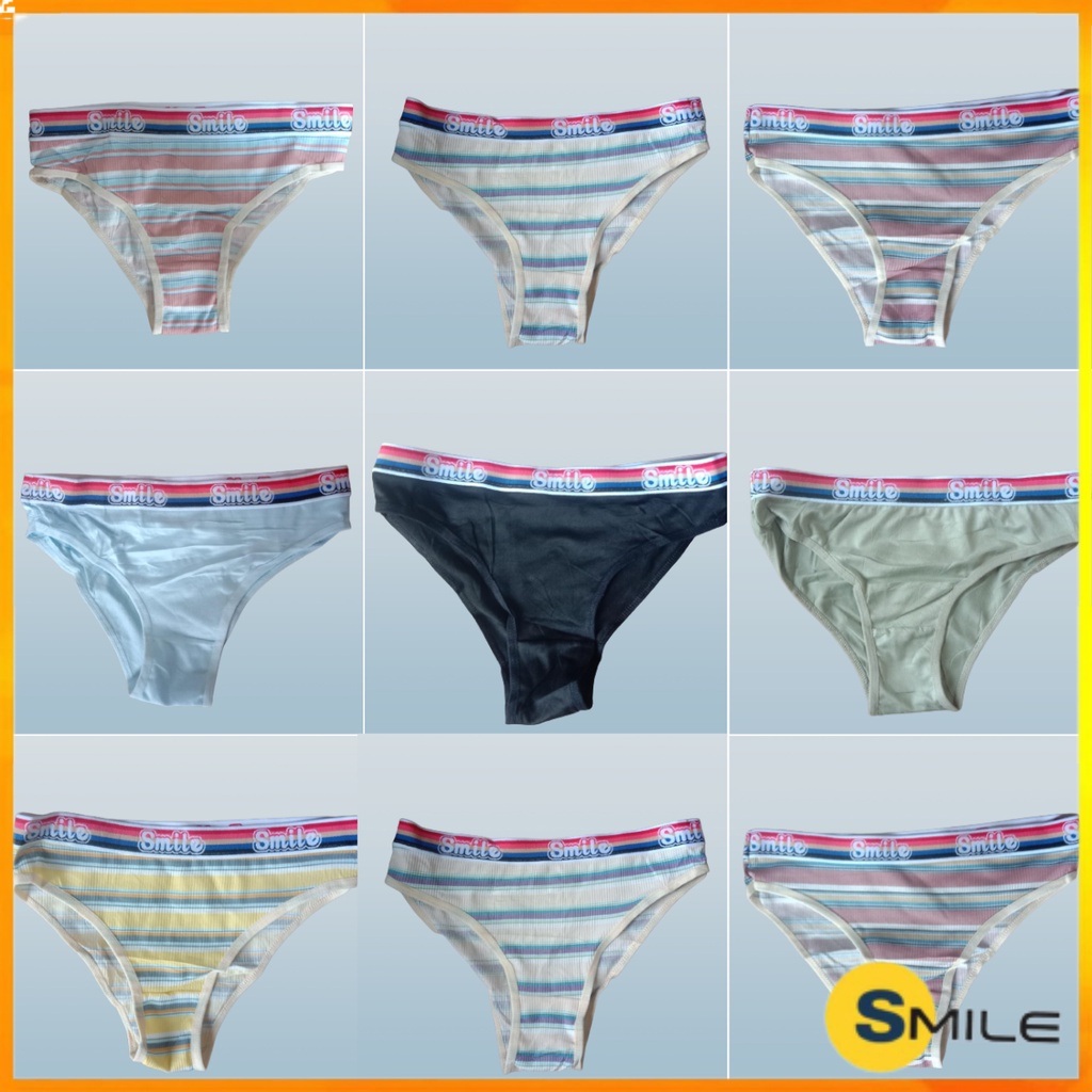 Jual Smile Celana Dalam Wanita Katun Model Garis Rainbow Women Cotton 