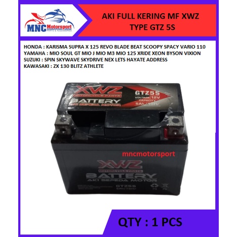 Jual AKI BATTERY FULL KERING XWZ KODE 5S ZX 130 BLITZ ATHLETE