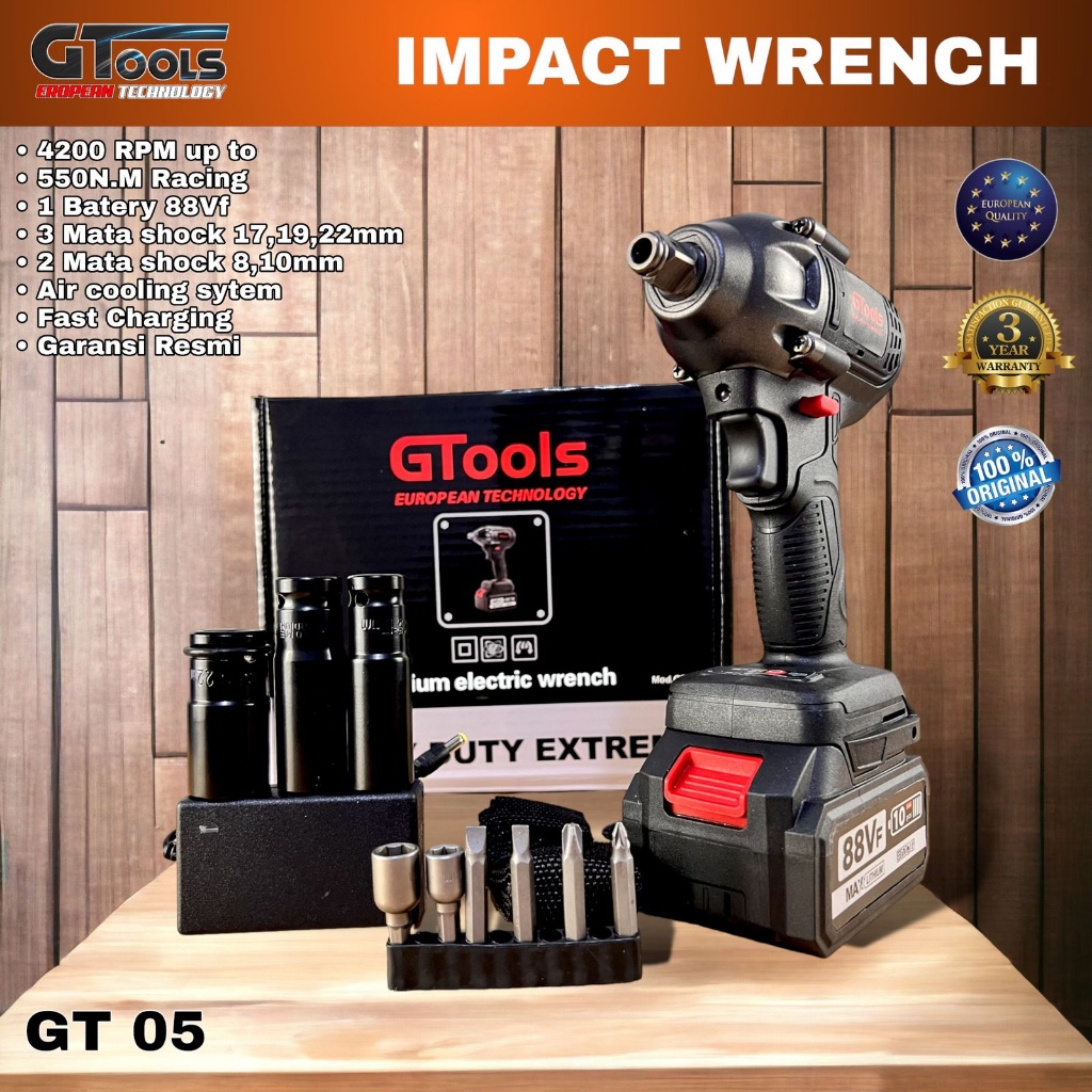 Jual Mesin Pembuka Baut Impact Wrench GTools GT05 550Nm 1 Baterai ...