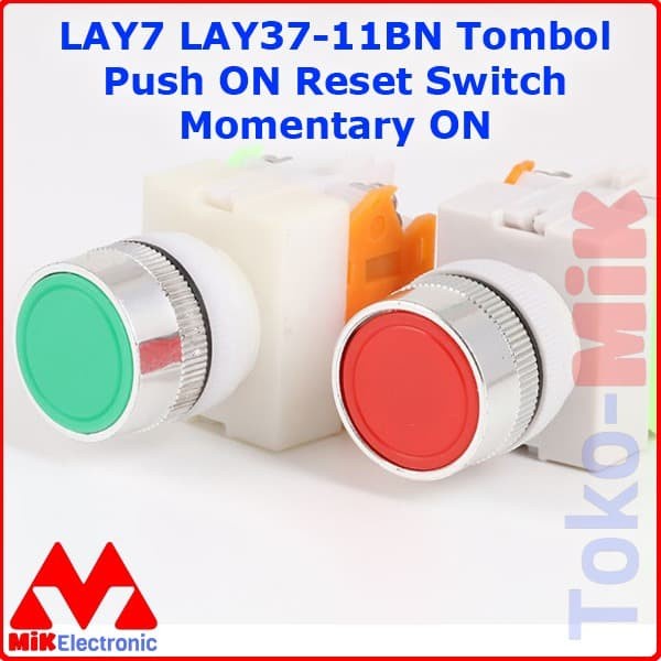 Jual LAY7 LAY37-11BN Push ON Button Reset Switch Momentary ON - Merah ...