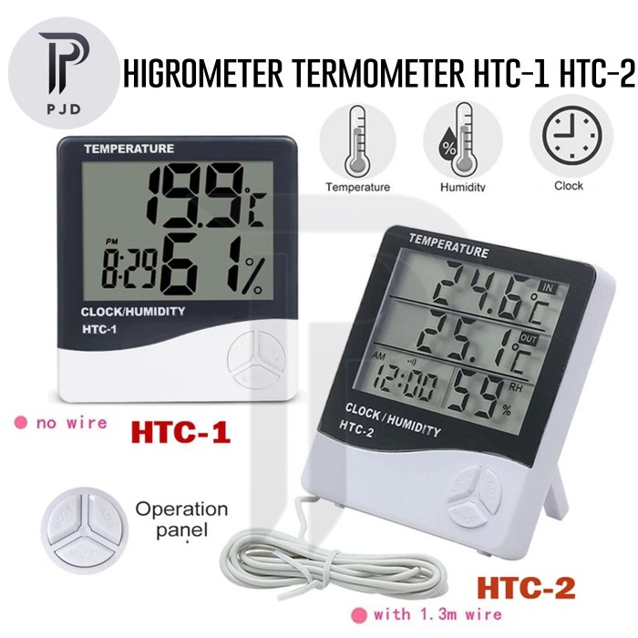 Jual Higrometer Htc 1 Htc 2 Termometer Jam Digital Alat Ukur Suhu