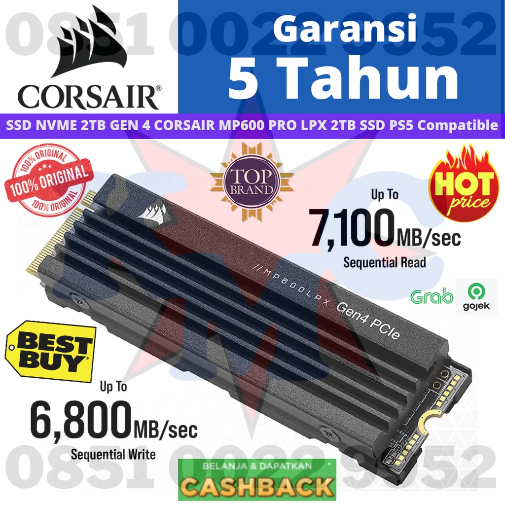 Jual SSD NVME 2TB GEN GEN4 CORSAIR MP600 PRO LPX 2TB SSD PS5