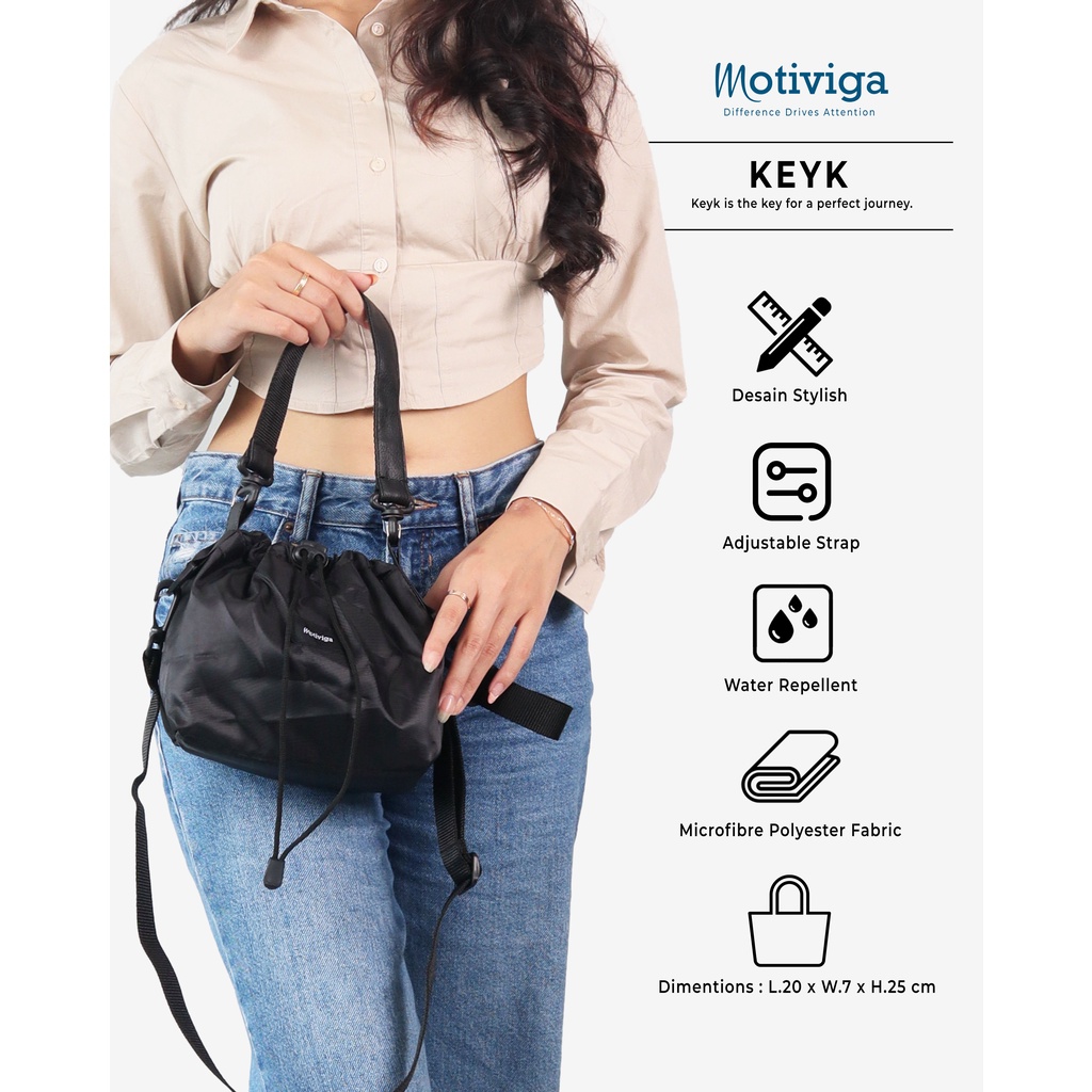 Jual Motiviga Tas Wanita Keyk Crossbody Drawsting Black | Shopee Indonesia