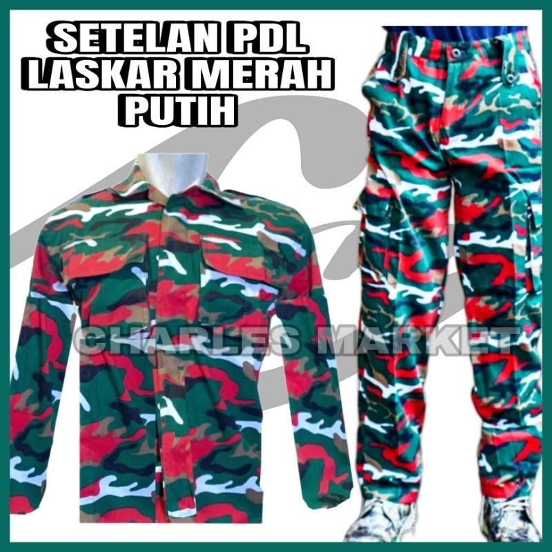 Jual SERAGAM LASKAR MERAH PUTIH - SETELAN LASKAR MERAH PUTIH - KEMEJA ...