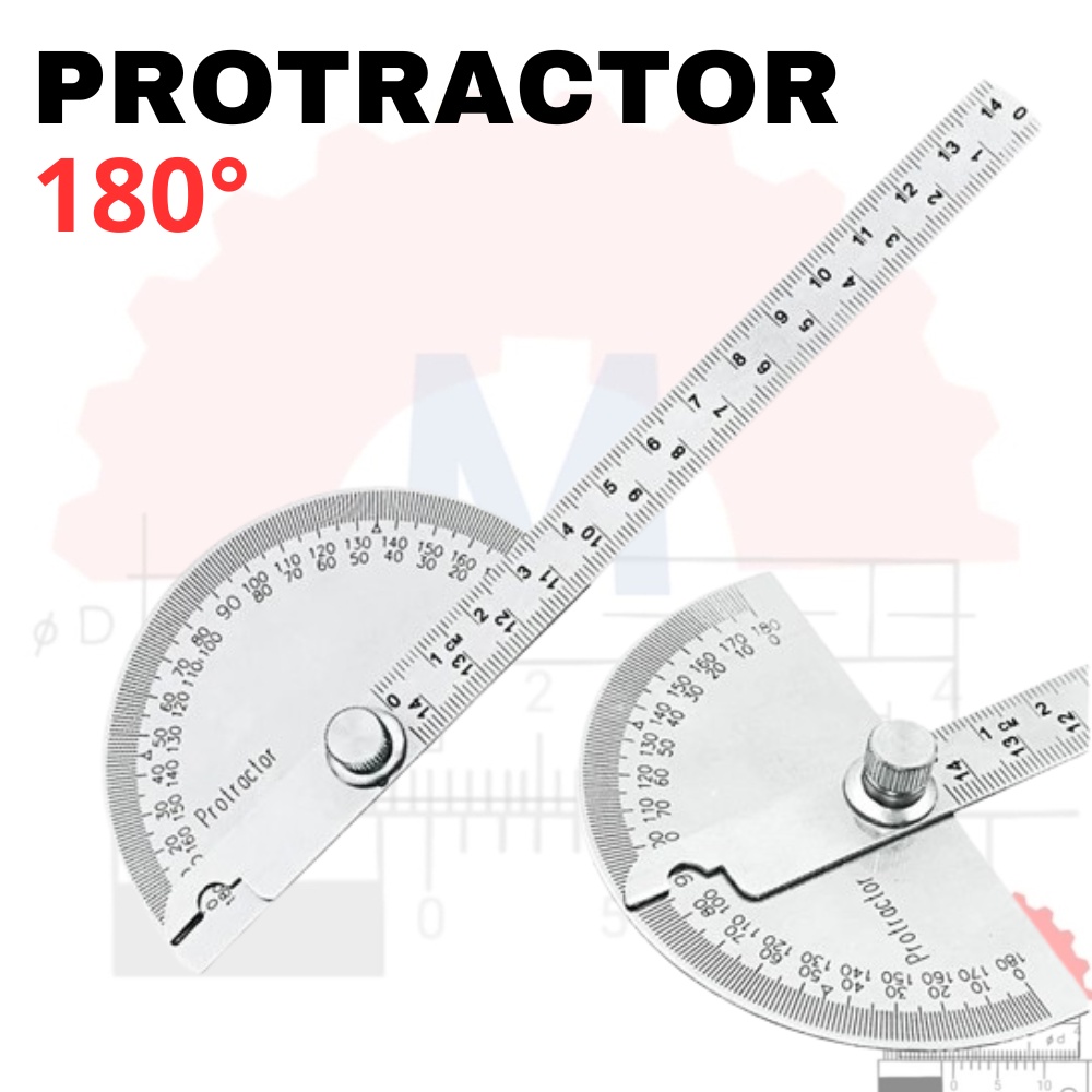 Jual Protractor 180 degree stainless steel angle ruler busur derajat ...