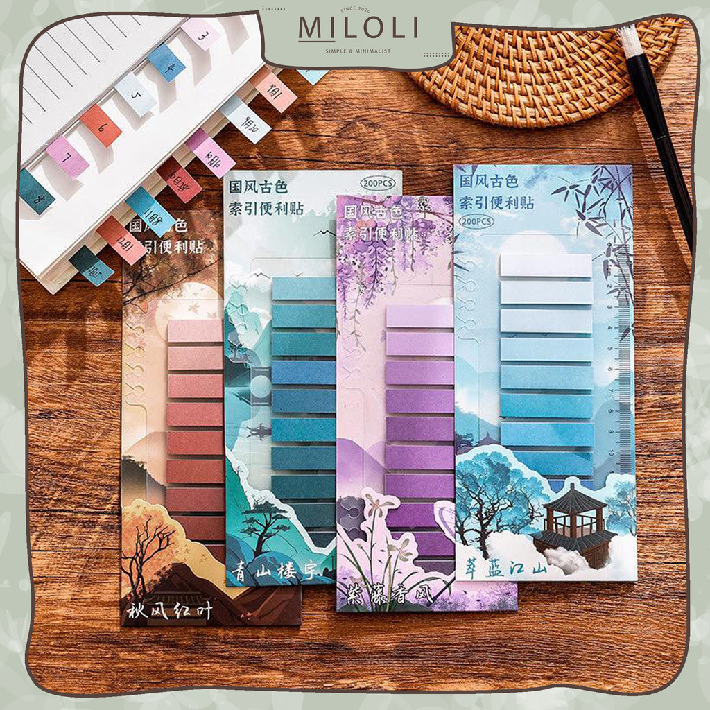Jual [MILOLI] 10Pad STICKY NOTES GRADIENT COLOUR With Ruler Colorful ...