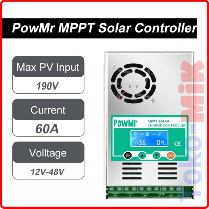 Jual PowMr 60A MPPT 60A Solar Panel Charge Controller DC 12V 24V 48V ...