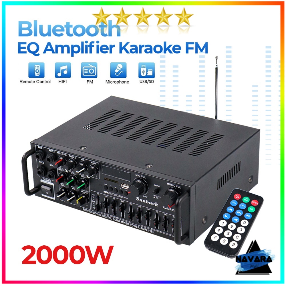 Jual Ampli Karaoke Equalizer Bluetooth Stereo Amplifier Treble Bass