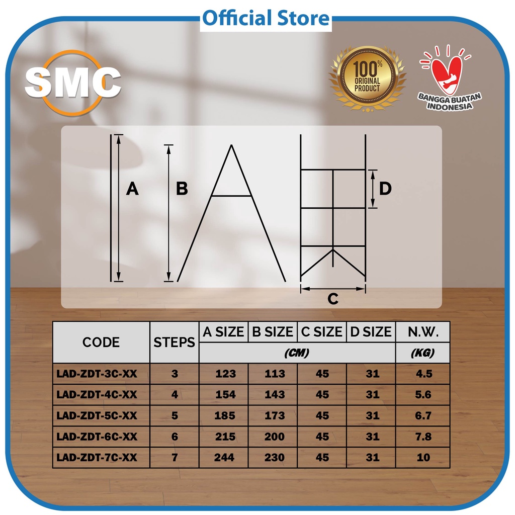 Jual Ladder LAD-ZDT-6C-XX 6 Step Silver Bentuk A 2 Meter Tangga Lipat ...