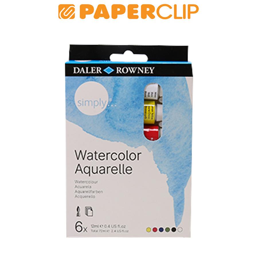 Daler Rowney Simply Watercolour Set – 6 Tuben à 12 Ml, Perfekt Für Einsteiger, Studenten & Hobbykünstler