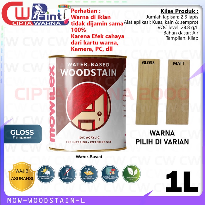 Jual Mowilex Woodstain Clear Finish Cat Pelapis Kayu Gloss Matt 1 Liter Shopee Indonesia 8272