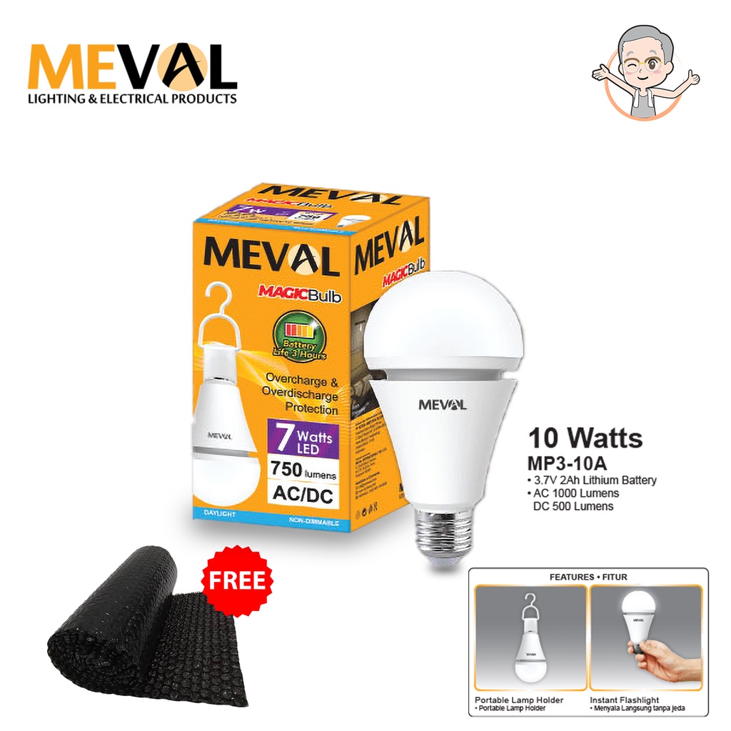 Jual Lampu Emergency Meval HERO LED Magic Bulb / Bohlam Emergency Meval ...