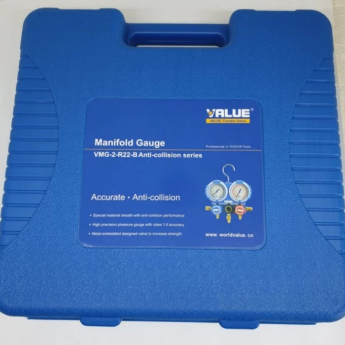 Jual testing manifold set+box R22 value VMG-2 -R22 -B manifold analyzer ...