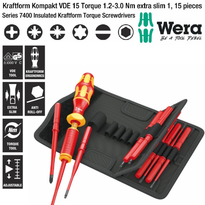 Jual WERA 05059291001 Obeng Torsi VDE Set 15 pcs Torque 1.2-3.0 Nm ...
