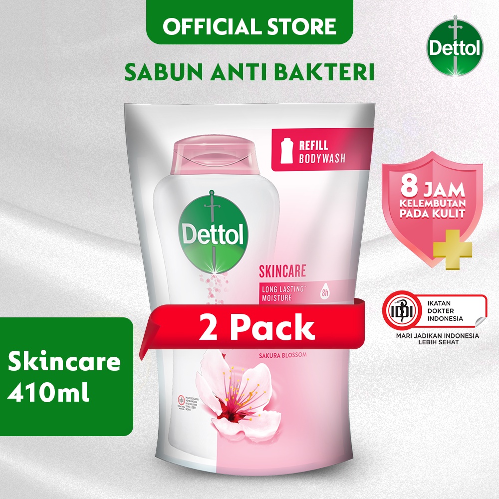 Jual Dettol Sabun Mandi Cair Anti Bakteri Skincare 410 Gr Refill X2 Pcs ...