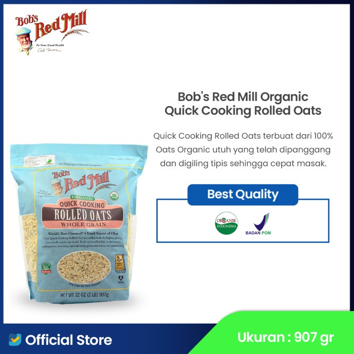 Jual Termurah Bob's Red Mill Organic Quick Cooking Rolled Oats 907 gr