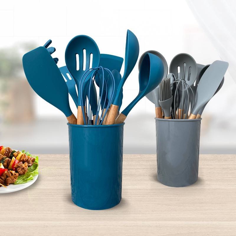 Jual 12 Buah Peralatan Makan Silikon + Spatula Wadah Peralatan Masak