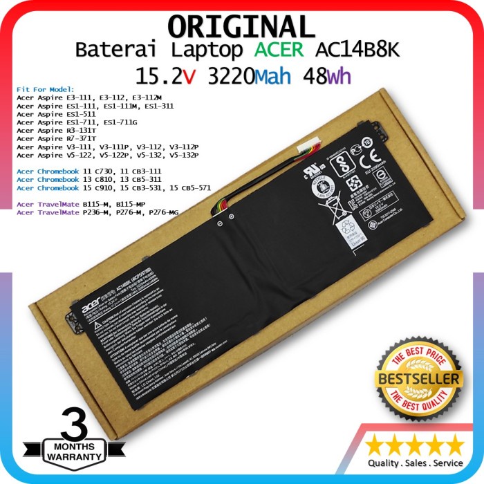 Jual Baterai Original Laptop Acer Aspire R7 R11 AC14B3K AC14B8K Series ...