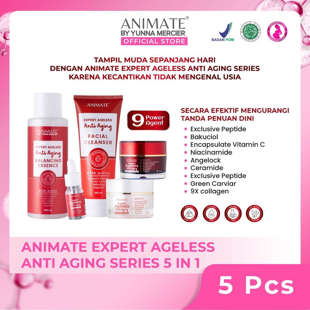 Animate Expert Ageless Anti Aging Series 5in1 Skincare Untuk Usia 40 tahun Keatas