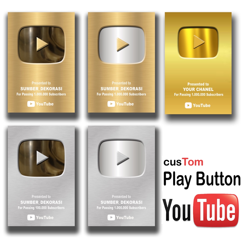 Jual PLAY BUTTON YOUTUBE CUSTOM (NAMA KAMU) | Shopee Indonesia