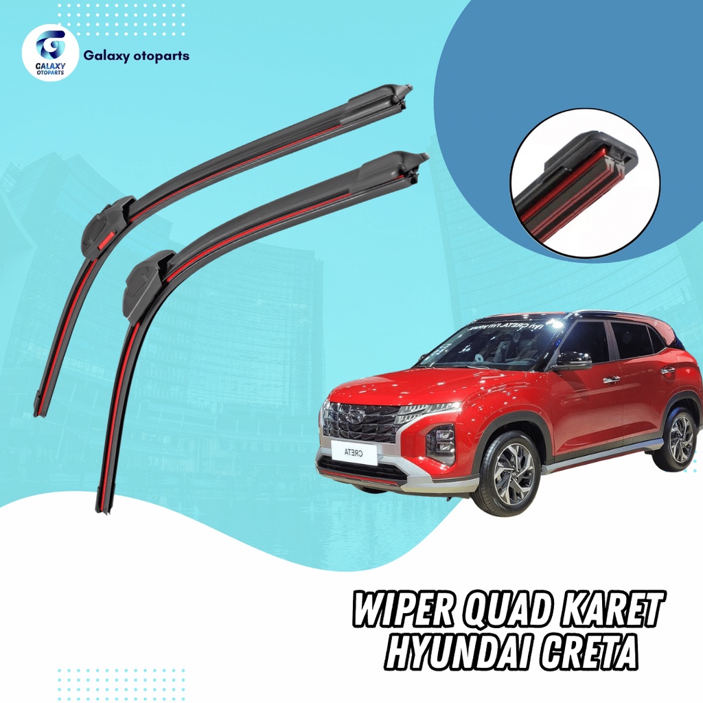 Jual Wiper Quad Karet Hyundai Creta Frameless Sapuan Kaca Set Kiri Dan Kanan Tanpa Rangka