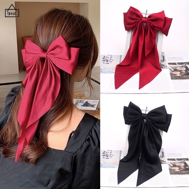 Jual OHFASHION Jepit Otomatis Rambut Pita Besar Korea Elegan Panjang ...