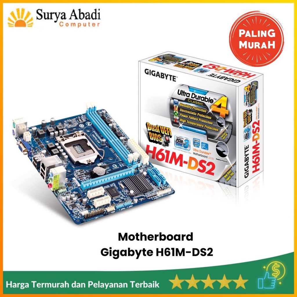 Jual MOTHERBOARD GIGABYTE GAH61MDS2 SOCKET 1155 GARANSI DISTRIBUTOR H61M Shopee Indonesia