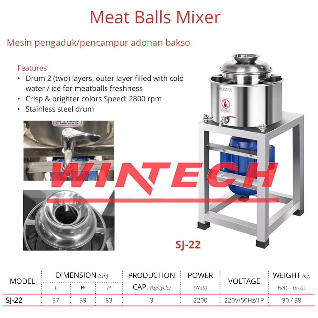 Jual Mesin Pengaduk Daging Getra Sj 22 Mixer Bakso Mesin Penggiling