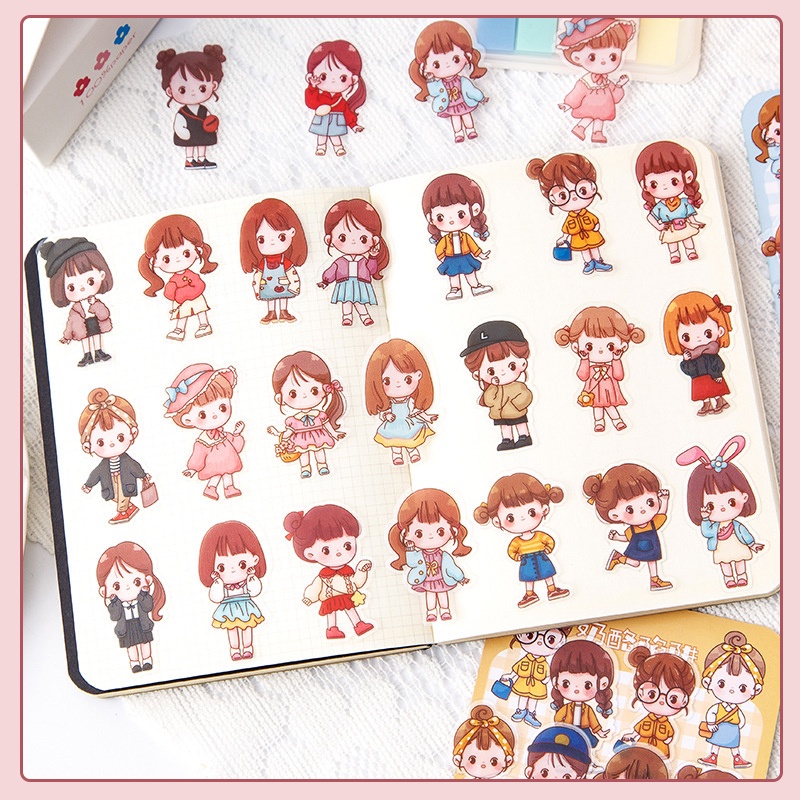 Jual 40PCS /Stiker Pack Lucu Karakter Anak Motif Wanita Korea Sticker ...