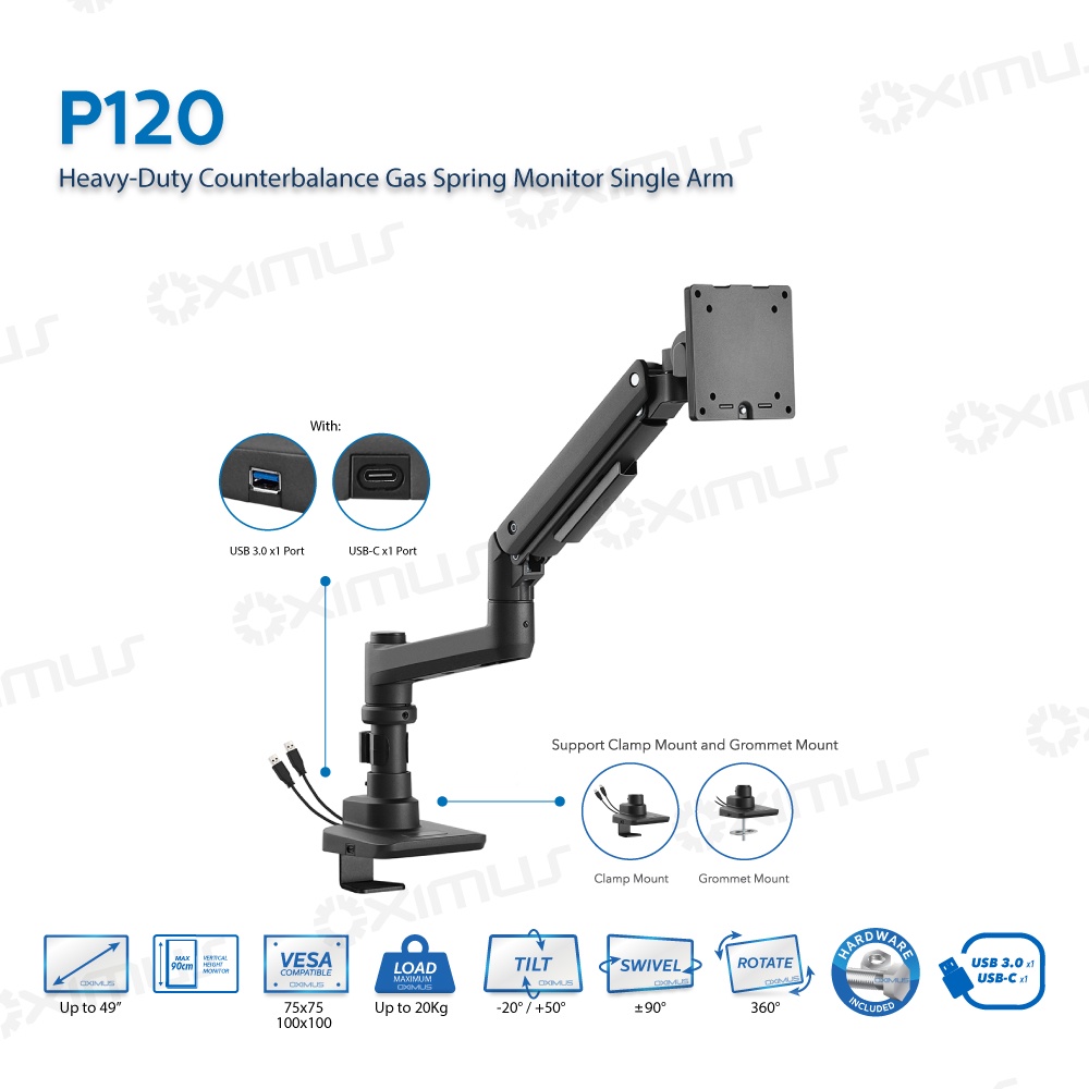 Jual Bracket Pegas Heavy-Duty Counterbalance Gas spring Monitor Single ...