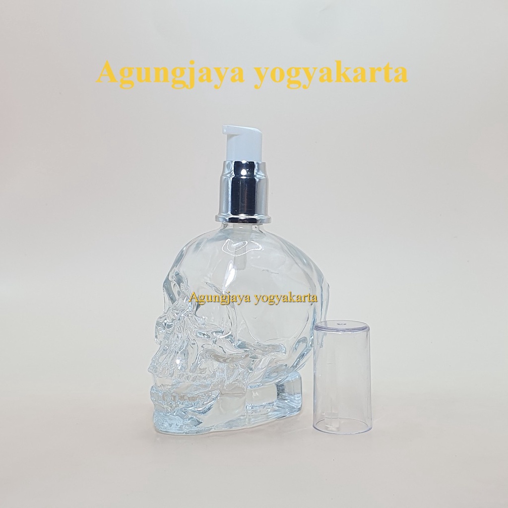 Jual Botol Kaca Skull Ml Tengkorak Clear Original Tutup Pump